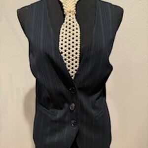 LANE BRYANT WOMEN'S ACAREER VEST NAVY PINSTRIPES